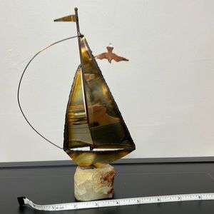Vintage Brass And Copper Sail boat Art